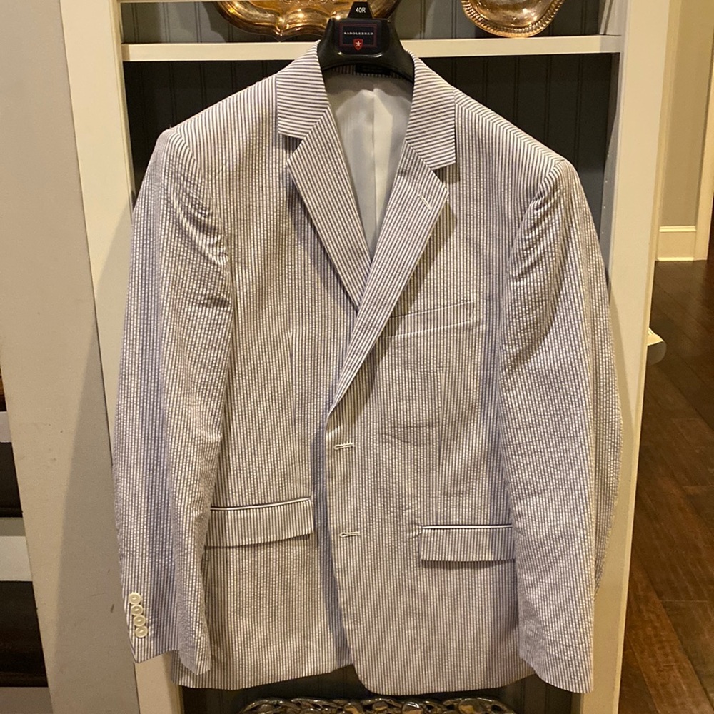 Saddlebred blue & white seat sucker jacket